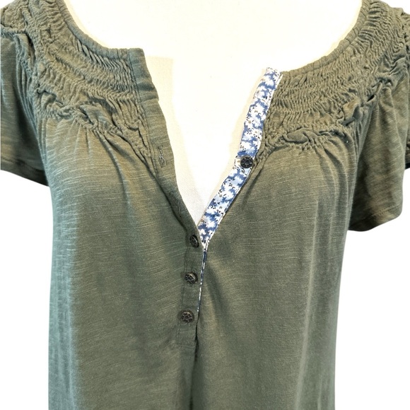 Meadow Rue 100% Cotton Olive Green Women's Top - Picture 2 of 6